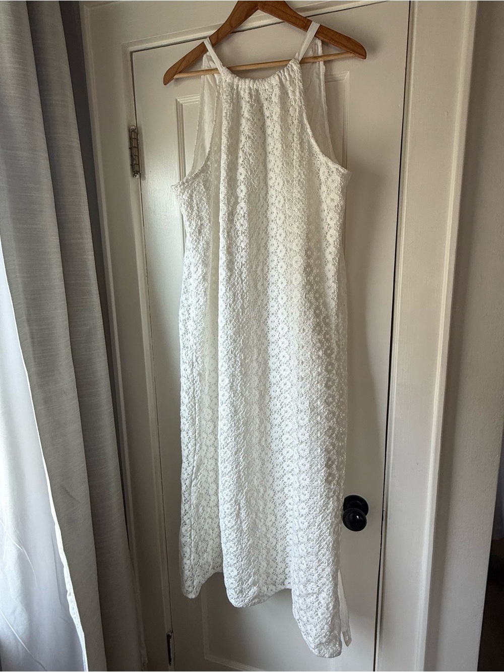 a new day NWT White Lace Maxi Halter Sundress 100% Cotton Flowers Size XXL